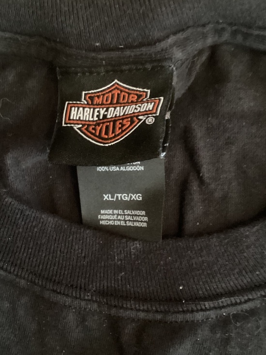 Harley-Davidson Black Pocket Tee with Orange & White Logo - Picture 2 of 7
